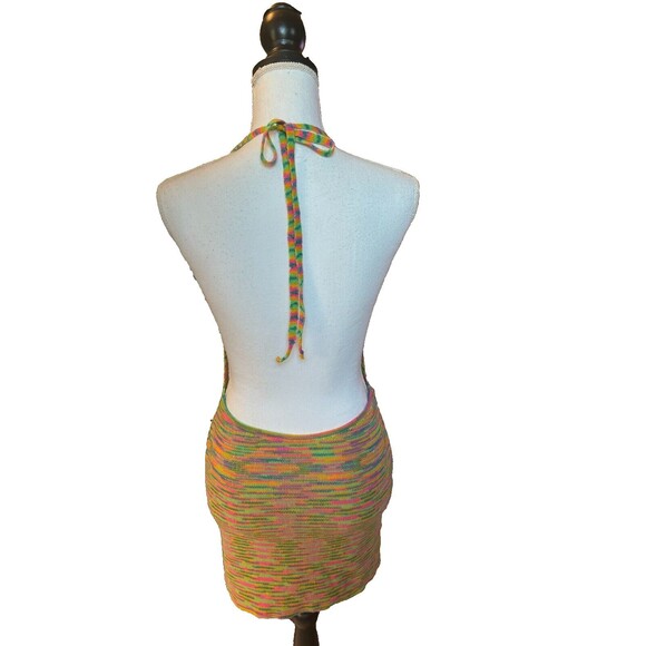 Multicolor backless knitted mini dress, sexy!! great pre-loved condition! size S - Picture 6 of 16